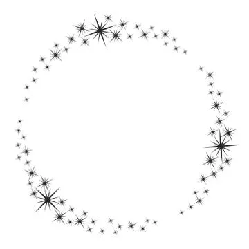 Stardust frame. Shiny star circle frame, starry glitter stamp and round magic Stock Illustration