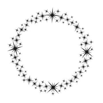 Stardust frame. Shiny star circle frame, starry glitter stamp and round magic Stock Illustration