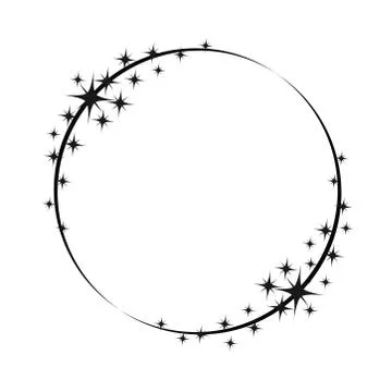 Stardust frame. Shiny star circle frame, starry glitter stamp and round magic Stock Illustration