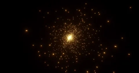 Stardust spark gold lights effect isolated on black backgrounds rendering Vídeos de archivo 331412089