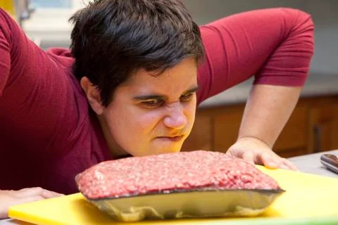 Stare down with the meat Stock Photos