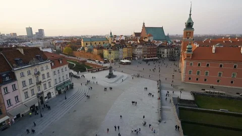 Stare Miasto square at sunset in Warsaw Stock Footage 106802476