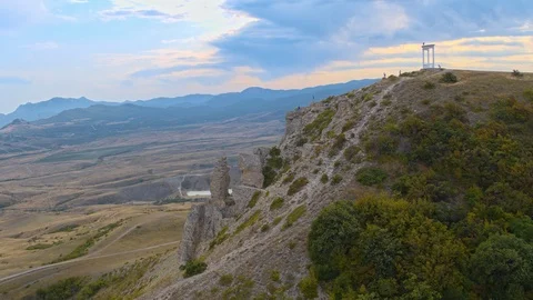 Starfall of desires, attraction on the mountain Stock Footage 116703094