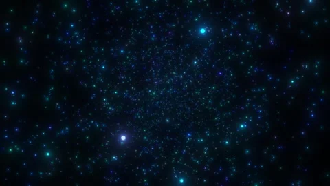 Starfall. Glowing multicolored particles swirl in black space. Seamless loop. Stock Footage 247818569