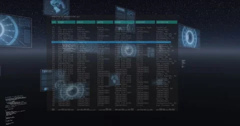Starfield initiating panel fading in, table loading, row highlighting, code Stock Footage 317128277