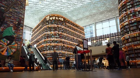 Starfield Library view from the inside. Stock Footage 108837036