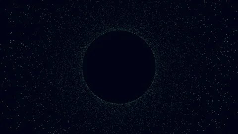 Starfield space background with dark circular void and swirling particle halo Vídeo Stock 330076173