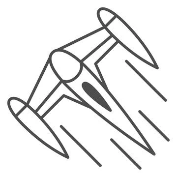 Starfighter N 1 thin line icon, star wars concept, imperial Naboo single pilot Stock Illustration