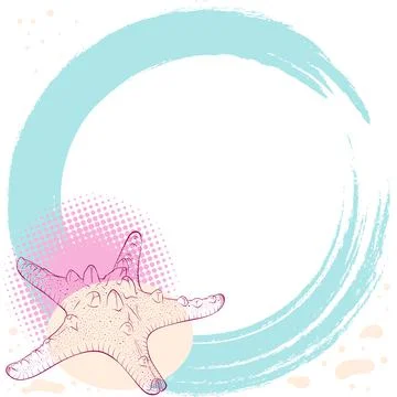 Starfisf on background in the form of a circle Stock Illustration
