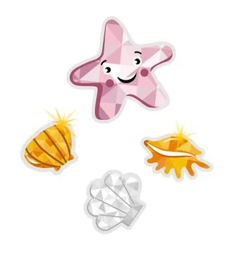 Starfish and shell isolated vector icon Illustrazione stock