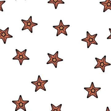 Starfish beach summer vector seamless pattern Stock Illustration