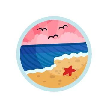 Starfish on the beach. Vector illustration on white background. Illustrazione stock