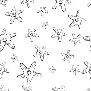 Starfish black and white pattern Stock Illustration