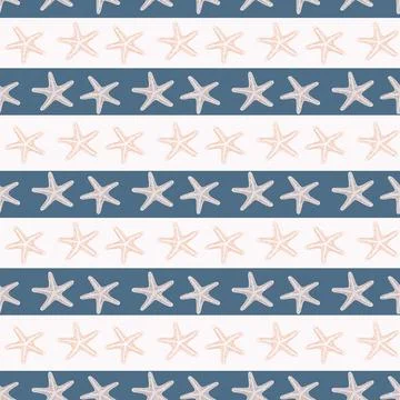 Starfish blue waves background and seaman stripes Stock Illustration