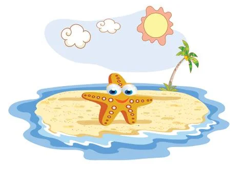 Starfish cartoon posing at the beach Stock Illustration