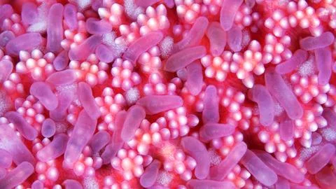 Starfish Henricia sp. under microscope, family Echinasteridae. Asteroidea.T.. Stock Photos