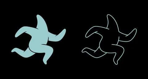 Starfish icon in solid silhouette and linear outline style with sea creature 스톡 일러스트