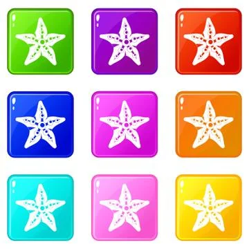 Starfish icons 9 set Stockillustratie