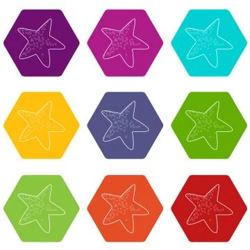 Starfish icons set 9 vector Stock Illustration