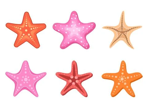 Starfish icons set in flat style. Sea stars vector illustration on isolated.. Stock Illustration