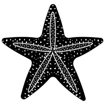 Starfish isolated on a white background. Vector illustration, black stencil i Stock Illustration