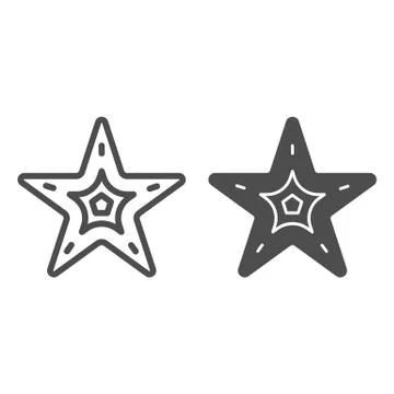 Starfish line and solid icon, nautical concept, seastar sign on white background イラスト素材
