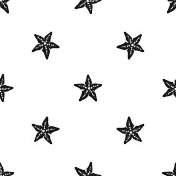 Starfish pattern seamless black Illustrazione stock