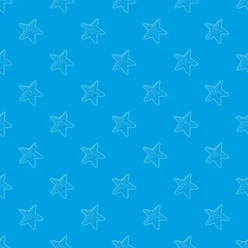 Starfish pattern seamless blue Illustrazione stock