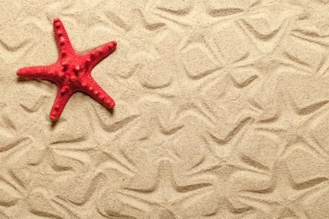 Starfish Patterns On Sandy Beach Stock Photos