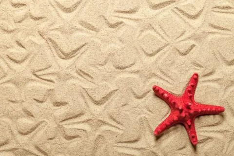 Starfish Patterns On Sandy Beach Stock Photos