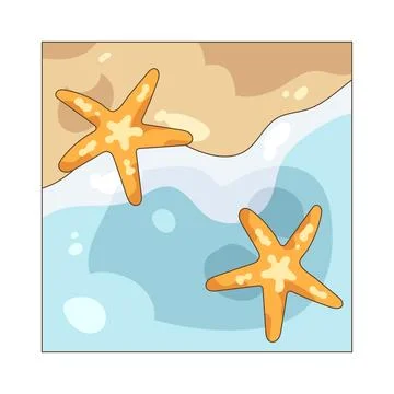 Starfish on a sandy beach Stock Illustration