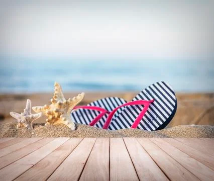 Starfish on sandy beach. Stock Photos