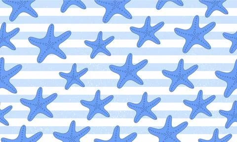 Starfish seamless pattern. Blue background. Vector Stock Illustration