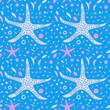 Starfish seamless pattern, nautical coastal print. Abstract modern marine h.. Stock Illustration