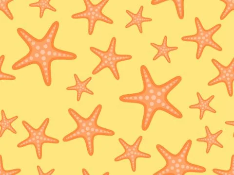 Starfish seamless pattern on a sandy beach. Summer background for promotional Illustrazione stock