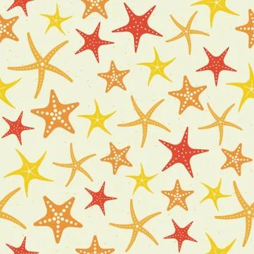 Starfish seamless pattern, summer sea life theme Stock Illustration