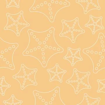 Starfish seamless pattern, summer sea life theme outline Illustrazione stock