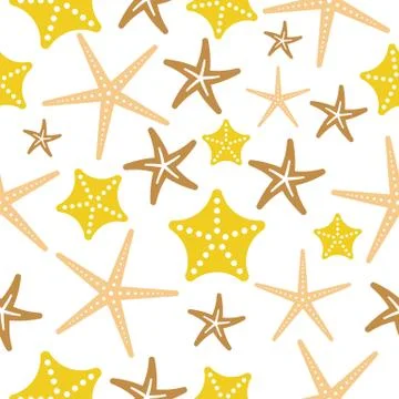 Starfish seamless pattern on white background, flat design Stock Illustration