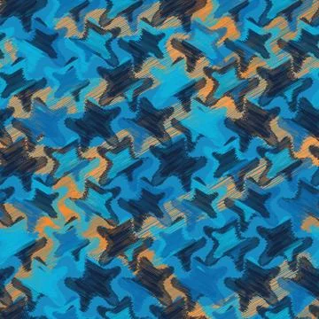Starfish seamless vector pattern with blue and orange shapes Stock Illustration