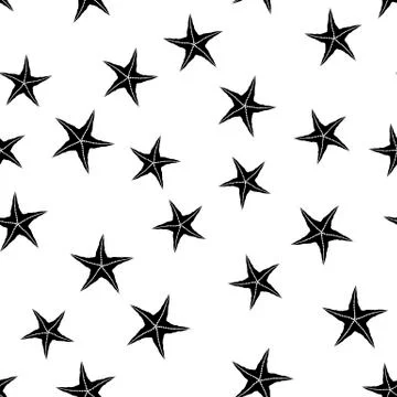 Starfish Silhouette Seamless Pattern Stock Illustration