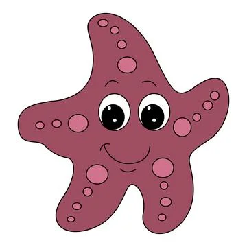 Starfish smiling isolated on a white background Stock Illustration