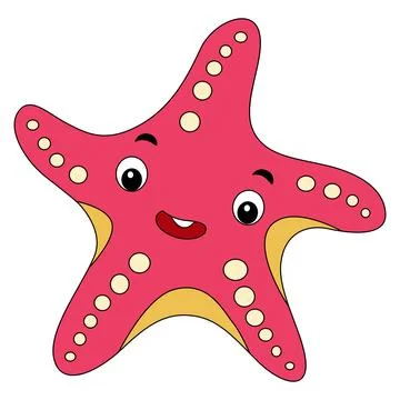 Starfish smiling isolated on a white background Stock Illustration