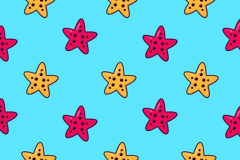 Starfish. Summer elements. Summer rest. Travel and tourism. Seamless vector.. Illustrazione stock