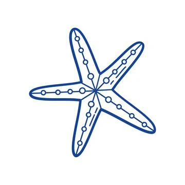 Starfish vector blue line art doodle sea animal icon for coastal branding Ilustração Stock