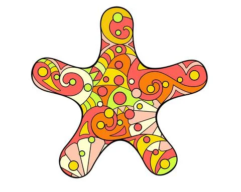 Starfish - vector linear full color illustration. Ocean animal - multicolored Stock Illustration