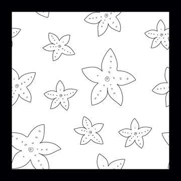 Starfish Vector Seamless Pattern. Outline Doodle illustration of sea star Bac Stock Illustration