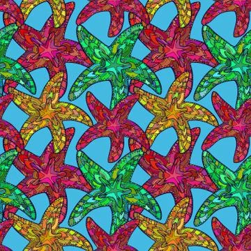 STARFISH ZENTANGLE PATTERN BRIGHT COLORFUL Ilustração Stock