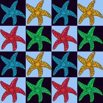 STARFISH ZENTANGLE PATTERN BRIGHT Stock-Illustration