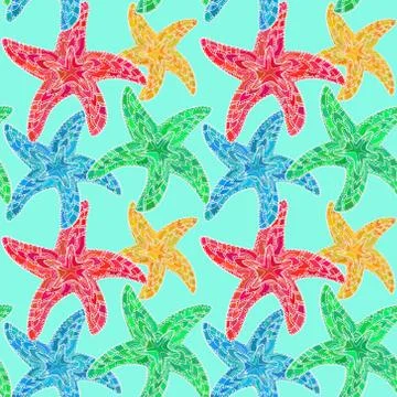 STARFISH ZENTANGLE PATTERN COLORFUL Stock-Illustration