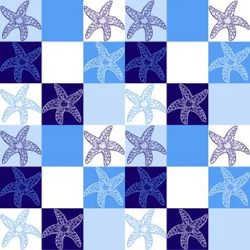 STARFISH ZENTANGLE PATTERN LIGHT BLUE WHITE Illustrazione stock